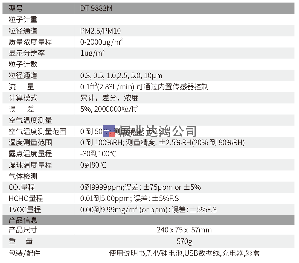 DT-9883M八合一PM2.5粉塵顆粒物空氣質(zhì)量檢測儀