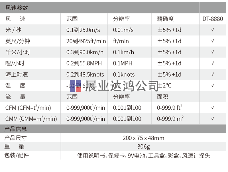 DT-8880專業熱敏式風速儀