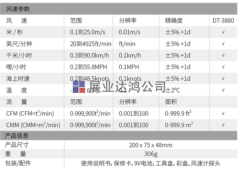 DT-3880熱敏式風速儀